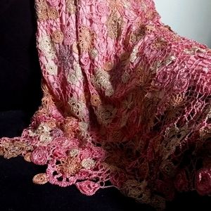 Pink Knit Floral Sequence Midi Skirt